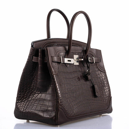 Hermes Ghillies Birkin 35 Matte Ebene Alligator & Swift with Palladium Hardware - 2016, X