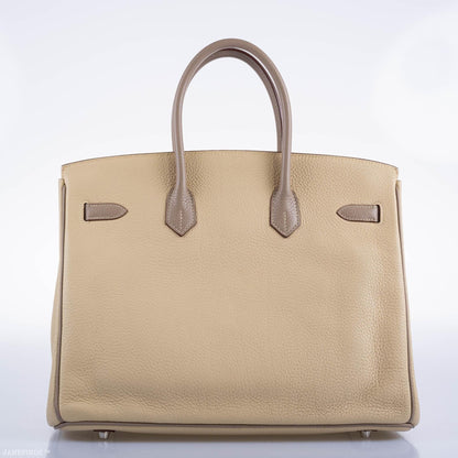 Hermes HSS Birkin 35 Parchemin & Etoupe Epsom with Palladium Hardware - 2010, N Square