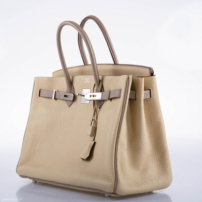 Hermes HSS Birkin 35 Parchemin & Etoupe Epsom with Palladium Hardware - 2010, N Square