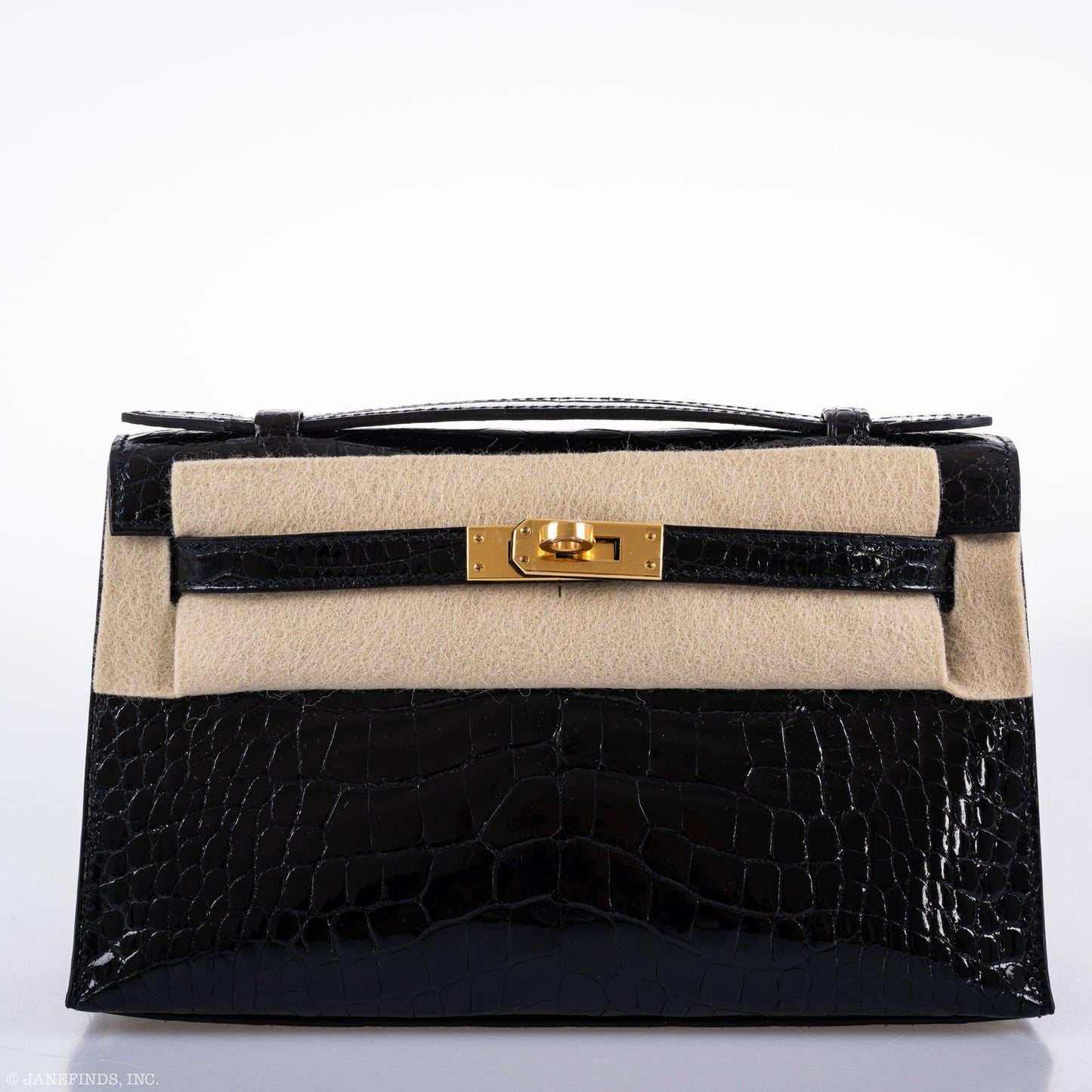 Hermes JPG Kelly Pochette Black Alligator with Gold Hardware - 2019, D