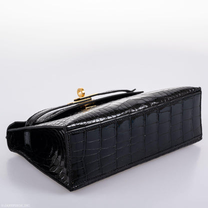 Hermes JPG Kelly Pochette Black Alligator with Gold Hardware - 2019, D