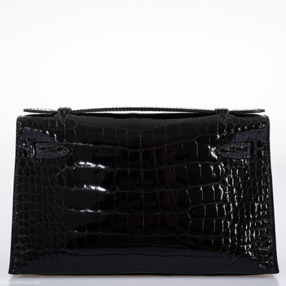 Hermes JPG Kelly Pochette Black Alligator with Gold Hardware - 2019, D