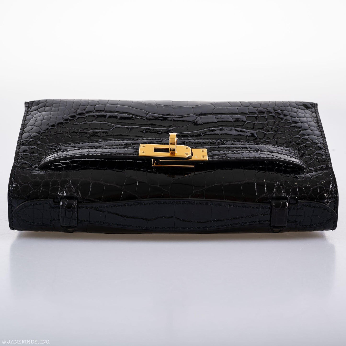 Hermes JPG Kelly Pochette Black Alligator with Gold Hardware - 2019, D