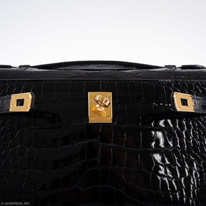 Hermes JPG Kelly Pochette Black Alligator with Gold Hardware - 2019, D