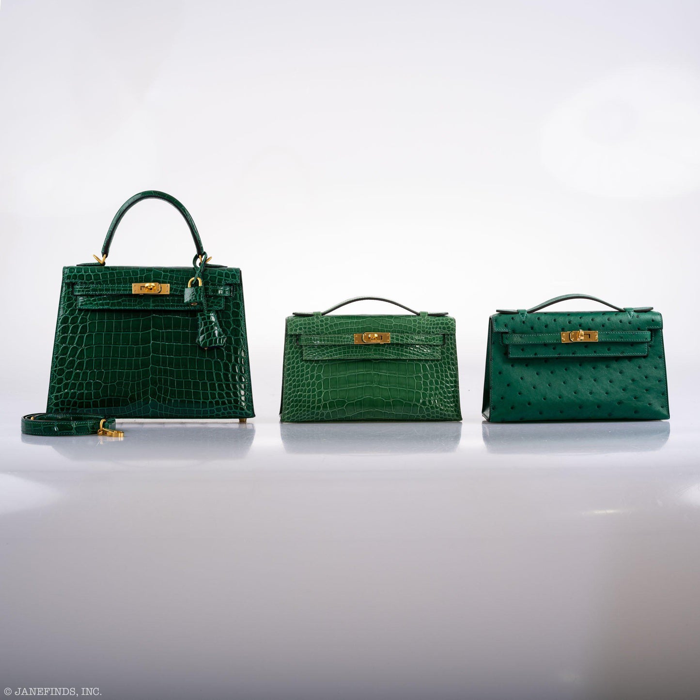 Hermes JPG Kelly Pochette Cactus Alligator with Gold Hardware - 2017, A