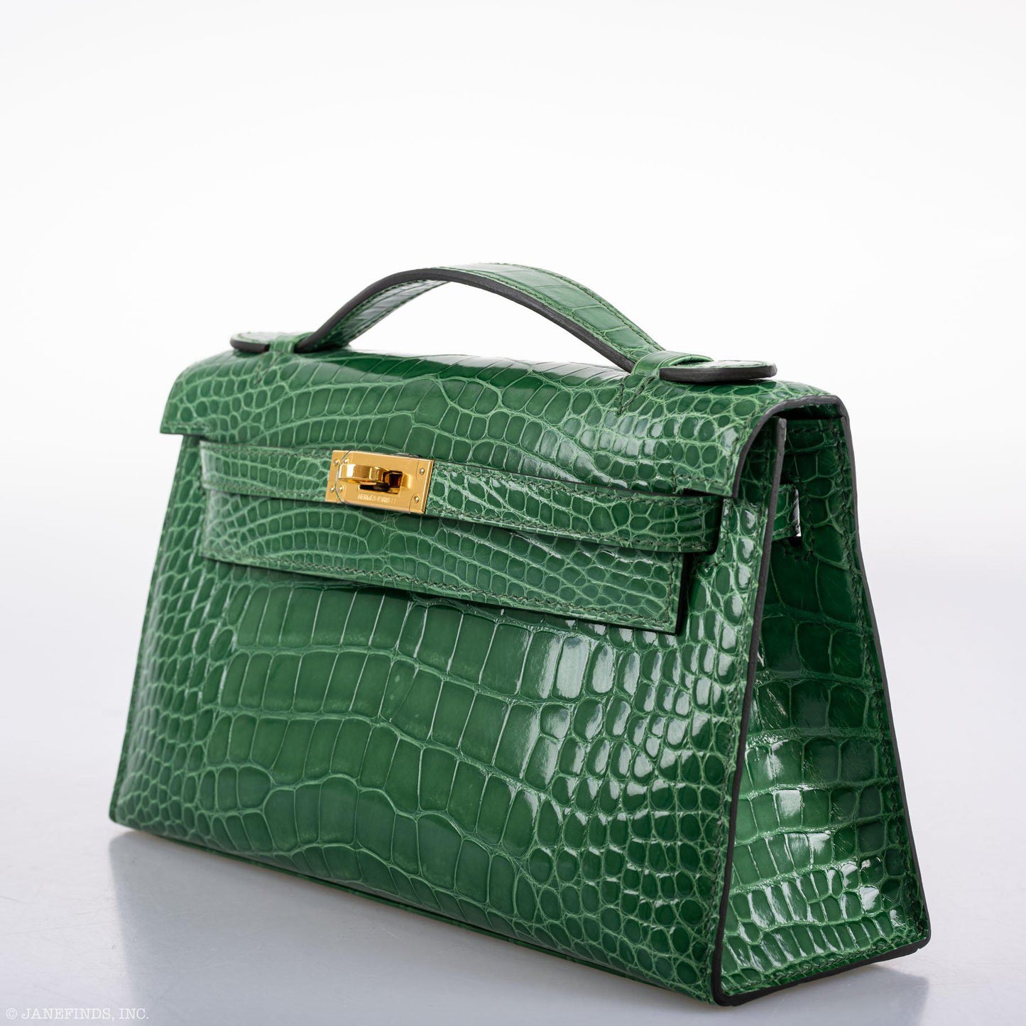 Hermes JPG Kelly Pochette Cactus Alligator with Gold Hardware - 2017, A