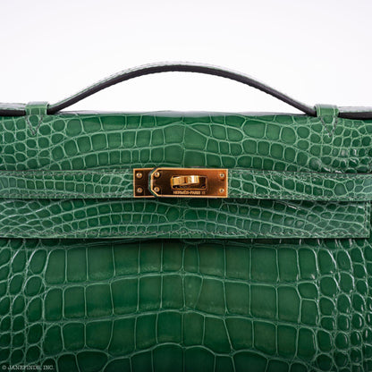 Hermes JPG Kelly Pochette Cactus Alligator with Gold Hardware - 2017, A