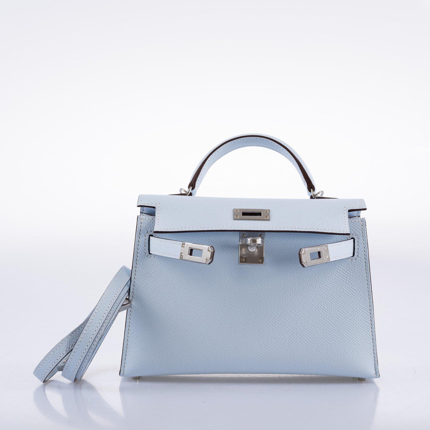 Hermes Kelly 20 Mini II Bleu Brume Hydra Epsom Palladium Hardware- 2021, Z