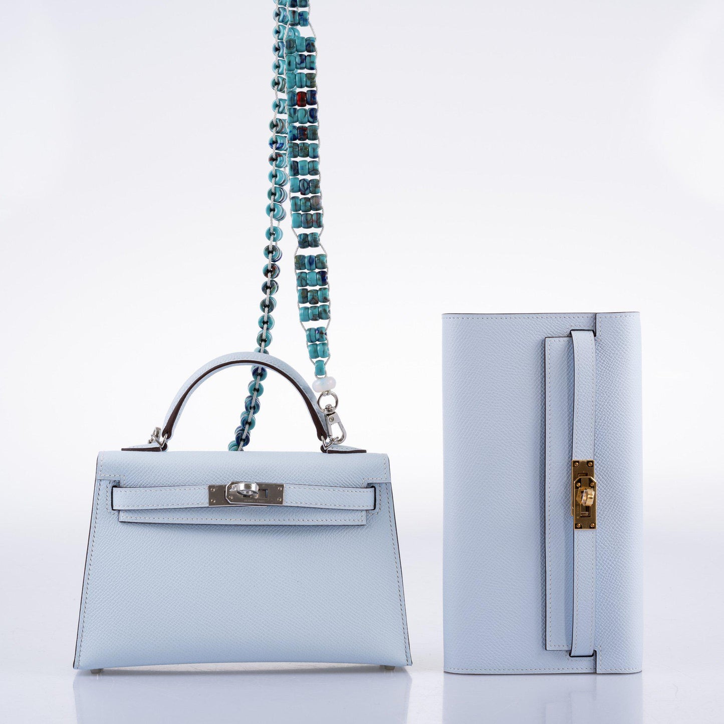 Hermes Kelly 20 Mini II Bleu Brume Hydra Epsom Palladium Hardware- 2021, Z