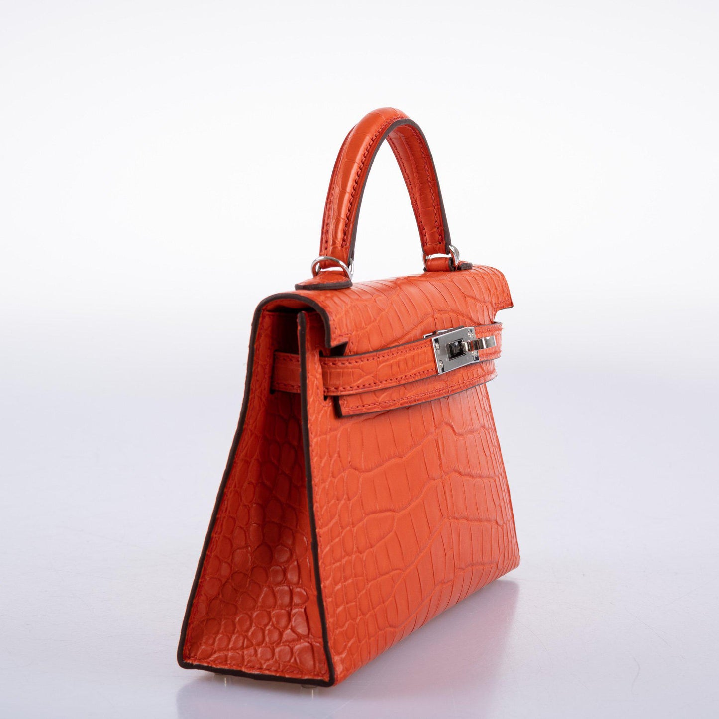 Hermes Kelly 20 Mini II Poppy Matte Alligator Palladium Hardware- 2021, Z