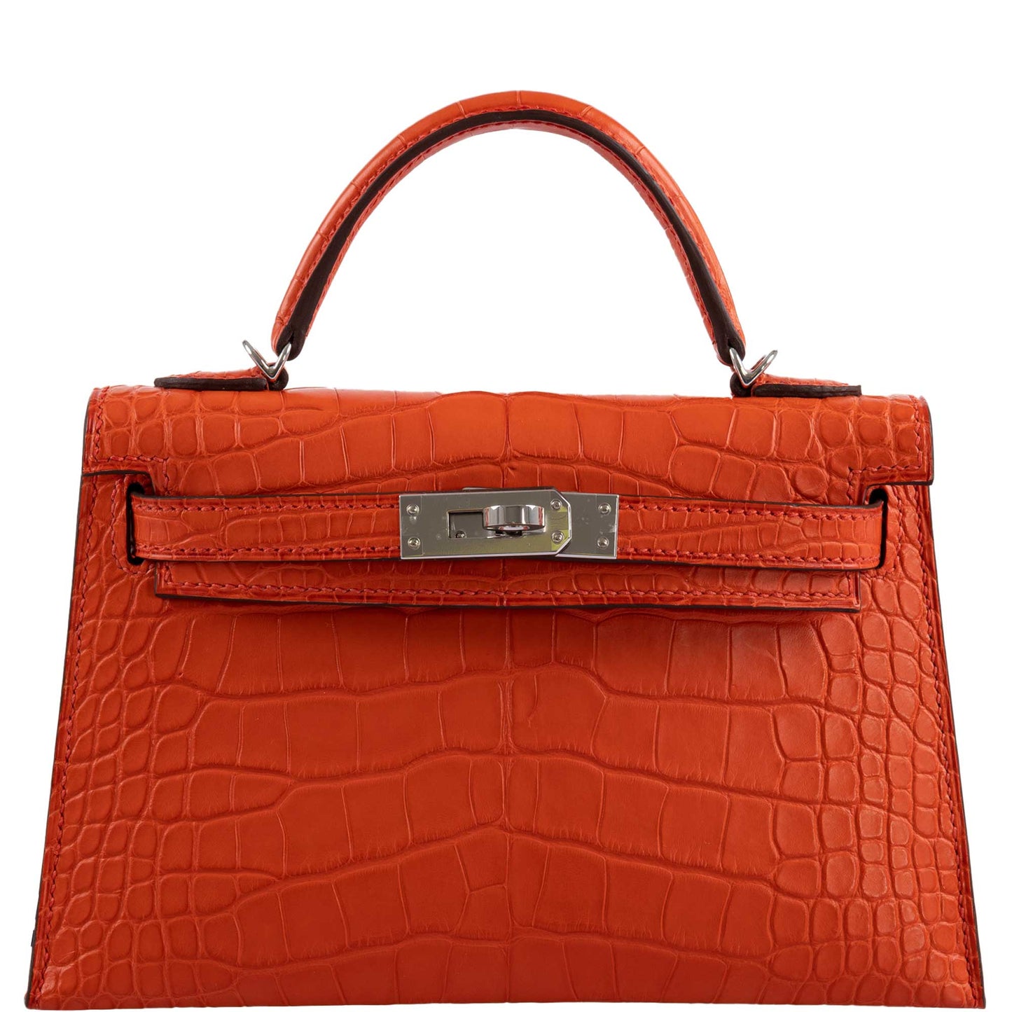 Hermes Kelly 20 Mini II Poppy Matte Alligator Palladium Hardware- 2021, Z