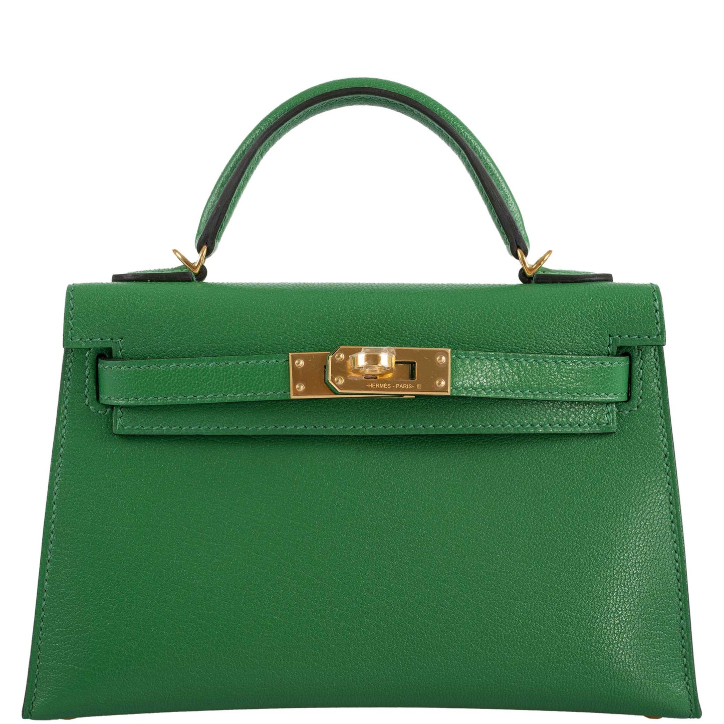 Hermes Kelly 20 Mini II Sellier Bambou Chevre with Gold Hardware - 2021, Z