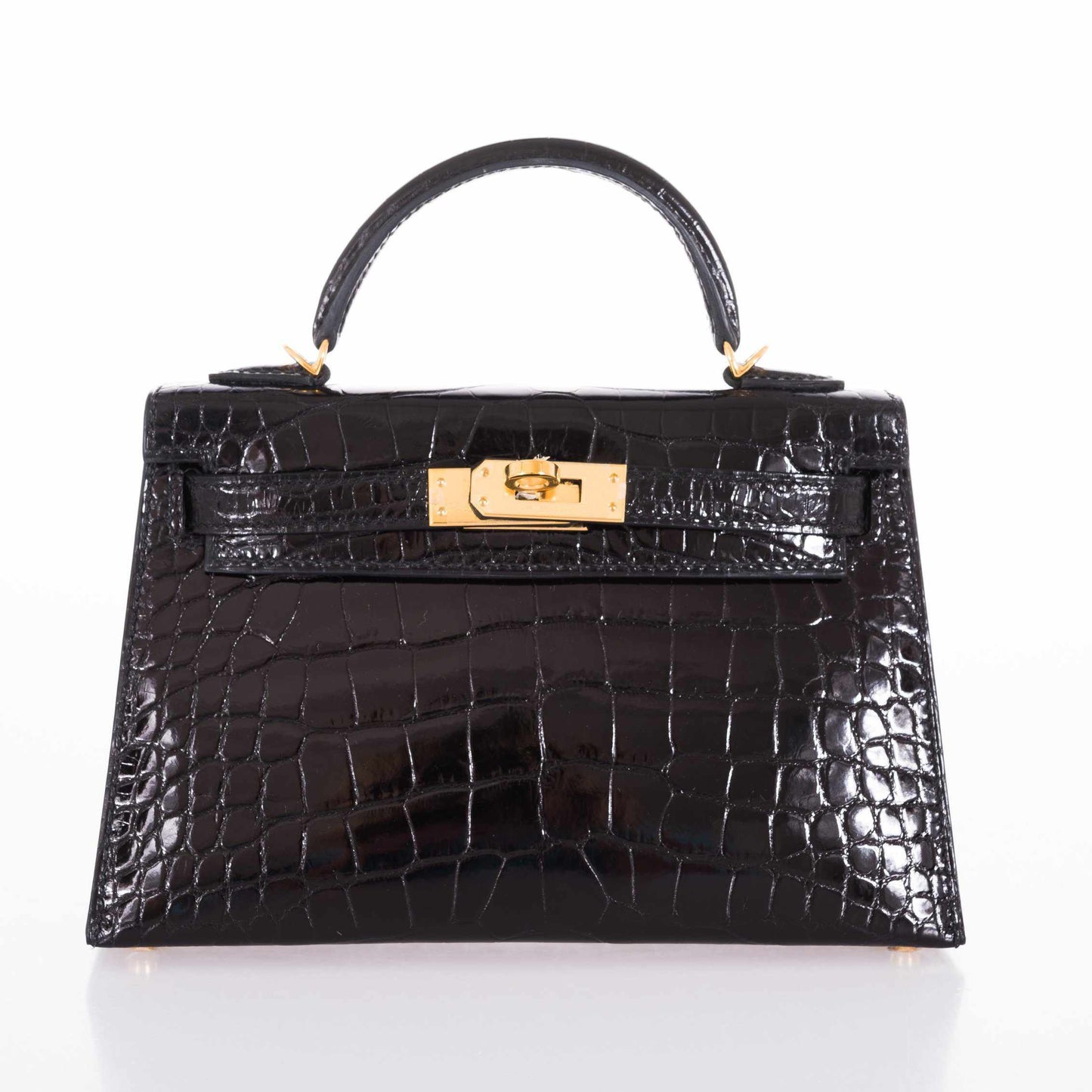 Hermes Kelly 20 Mini II Sellier Black Alligator with Gold Hardware - 2021, Z