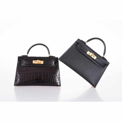 Hermes Kelly 20 Mini II Sellier Black Alligator with Gold Hardware - 2021, Z