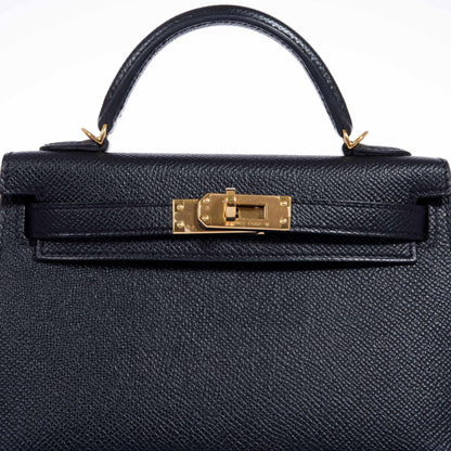 Hermes Kelly 20 Mini II Sellier Black Epsom Gold Hardware - 2018, C