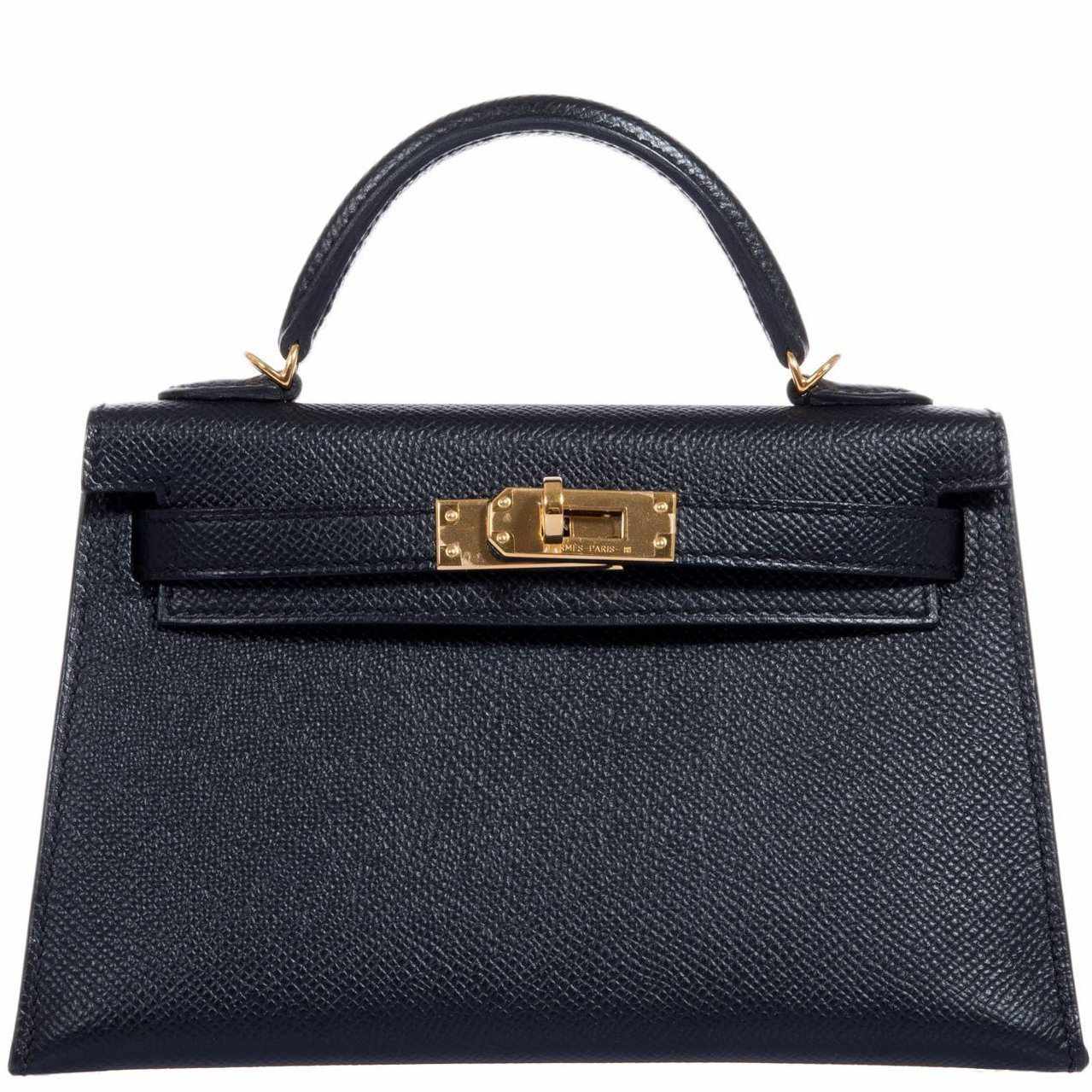 Hermes Kelly 20 Mini II Sellier Black Epsom Gold Hardware - 2018, C