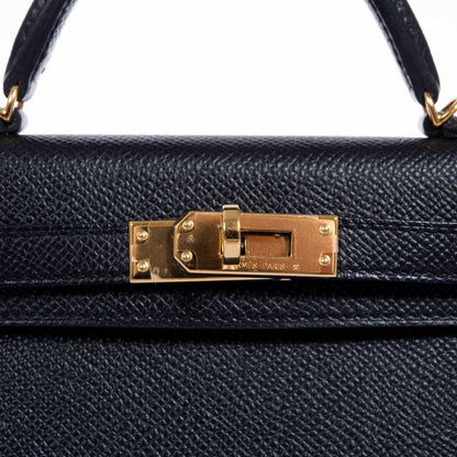 Hermes Kelly 20 Mini II Sellier Black Epsom Gold Hardware - 2021, Z