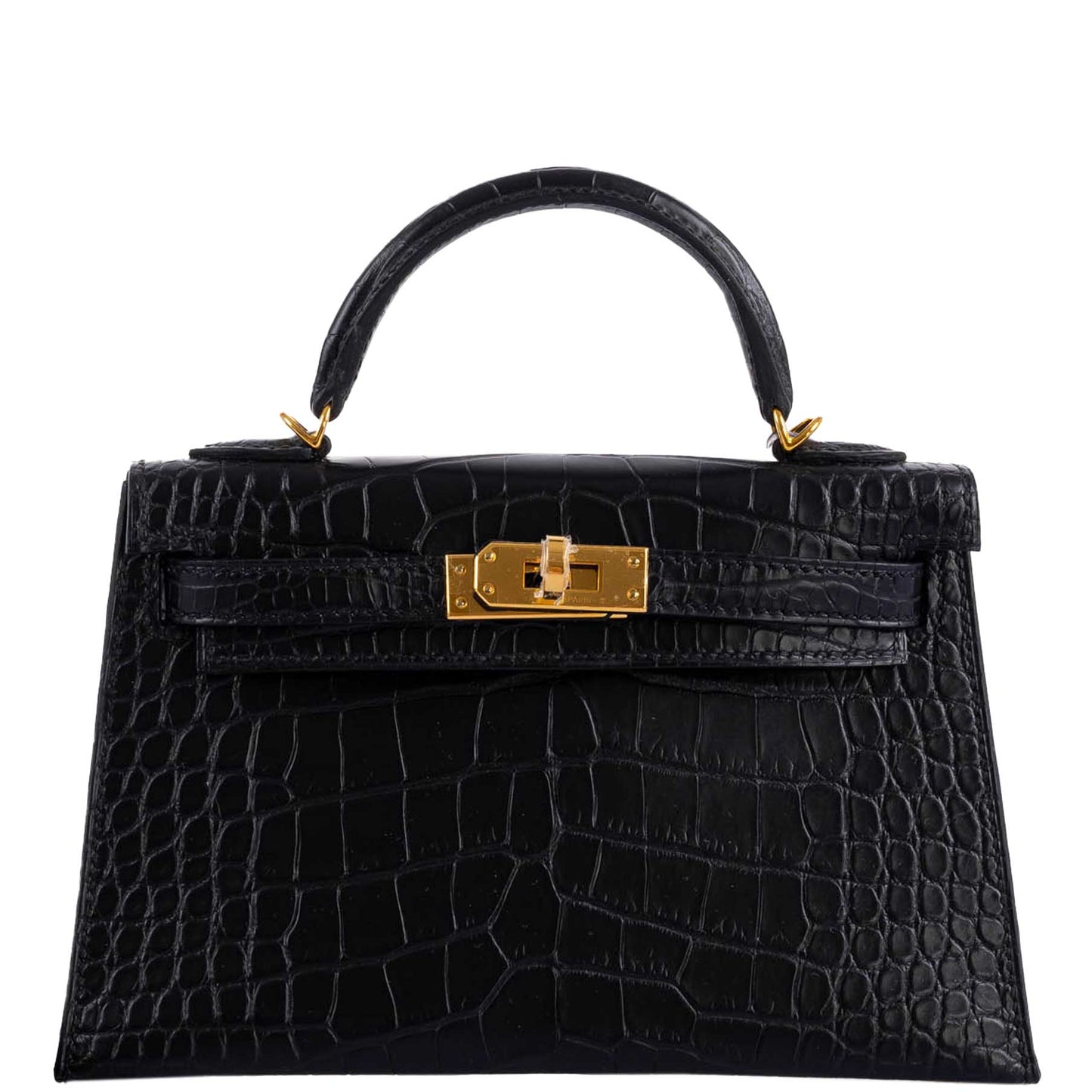 Hermes Kelly 20 Mini II Sellier Black Matte Alligator Gold Hardware - 2019, D