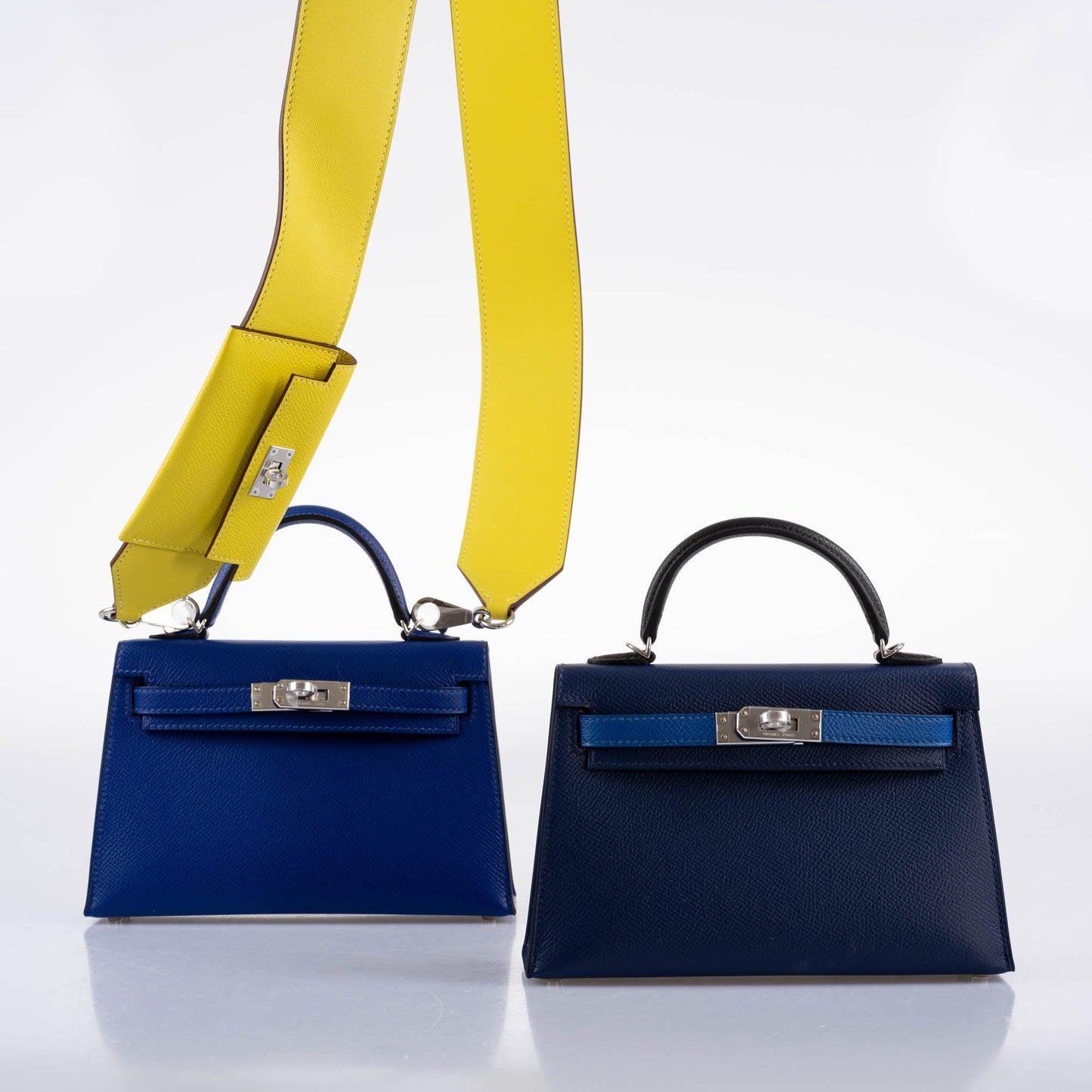 Hermes Kelly 20 Mini II Sellier Bleu Sapphire, Bleu France, Noire Epsom Palladium Hardware- 2021, Z