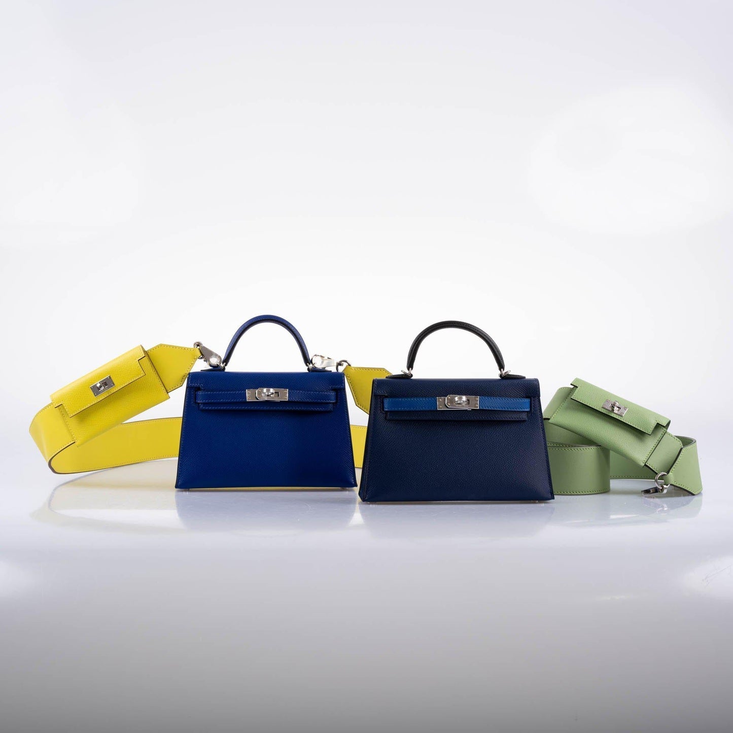 Hermes Kelly 20 Mini II Sellier Bleu Sapphire, Bleu France, Noire Epsom Palladium Hardware- 2021, Z