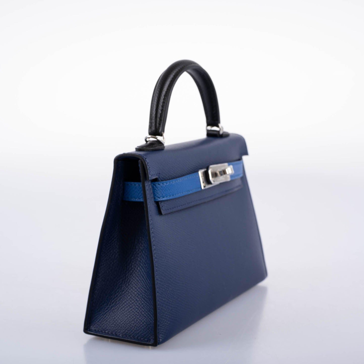 Hermes Kelly 20 Mini II Sellier Bleu Sapphire, Bleu France, Noire Epsom Palladium Hardware- 2021, Z