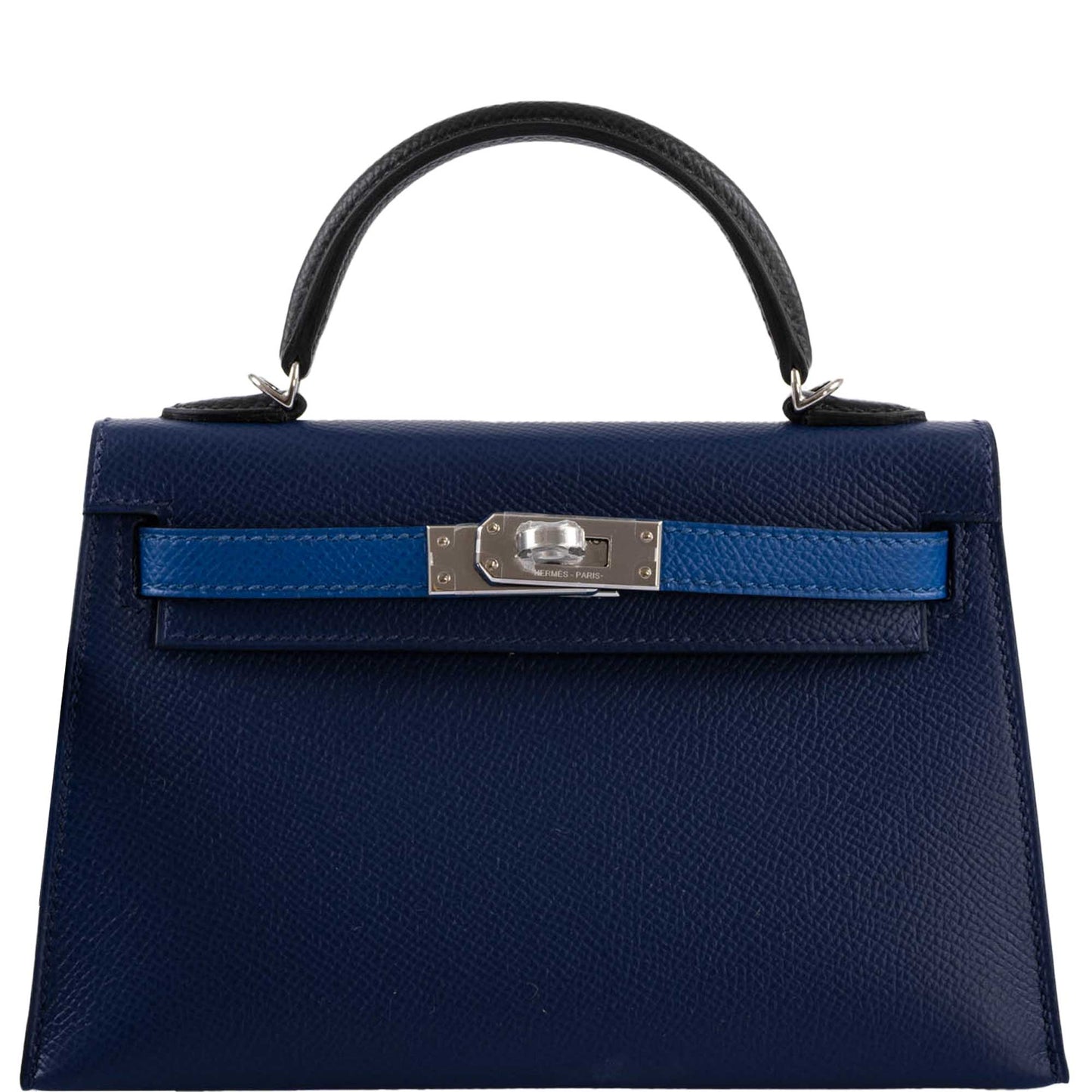 Hermes Kelly 20 Mini II Sellier Bleu Sapphire, Bleu France, Noire Epsom Palladium Hardware- 2021, Z