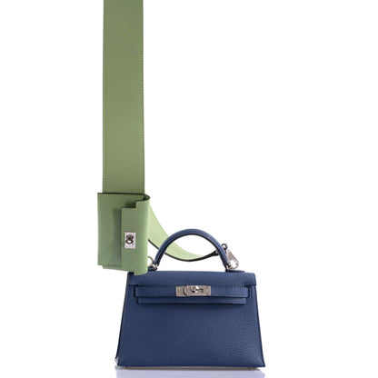 Hermes Kelly 20 Mini II Sellier Blue Brighton & Magnolia Chevre with Palladium Hardware - 2020, Y