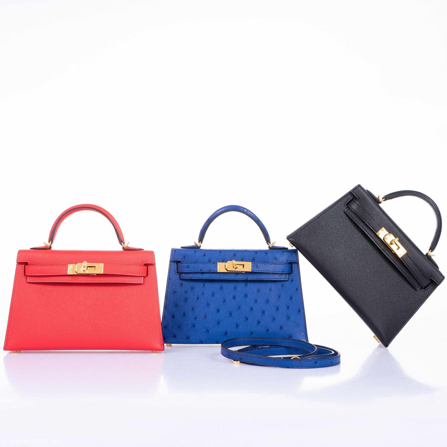 Hermes Kelly 20 Mini II Sellier Blue Sapphire Ostrich Gold Hardware - 2018, C