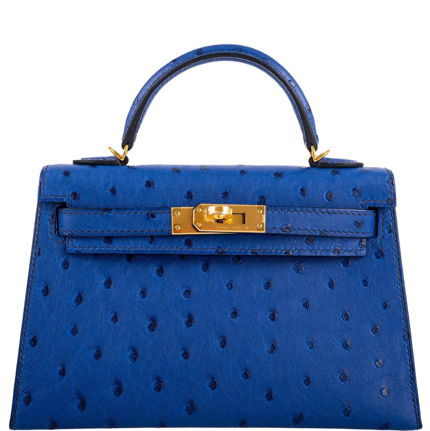 Hermes Kelly 20 Mini II Sellier Blue Sapphire Ostrich Gold Hardware - 2018, C