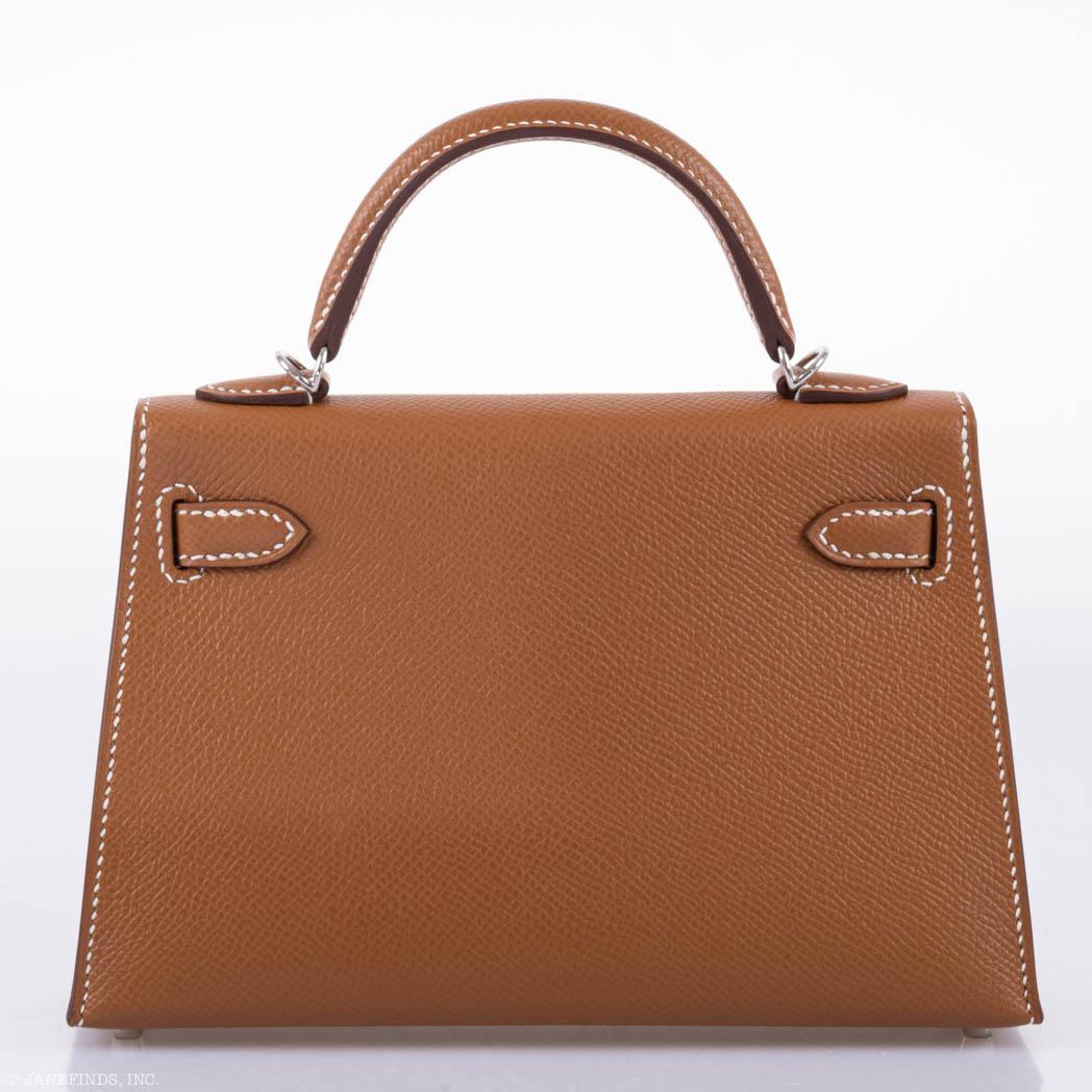 Hermes Kelly 20 Mini II Sellier Gold Epsom Leather Palladium Hardware - 2020, Y