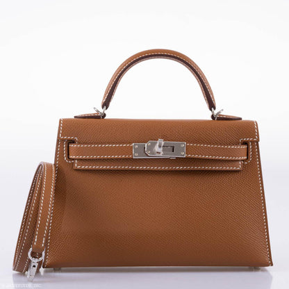 Hermes Kelly 20 Mini II Sellier Gold Epsom Leather Palladium Hardware - 2020, Y