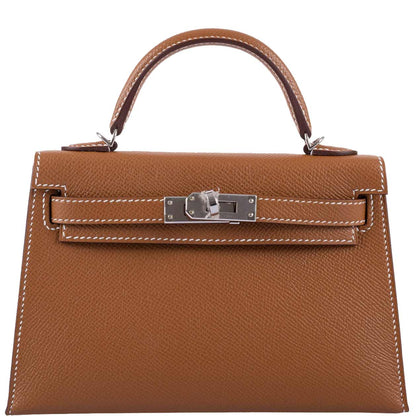 Hermes Kelly 20 Mini II Sellier Gold Epsom Leather Palladium Hardware - 2020, Y