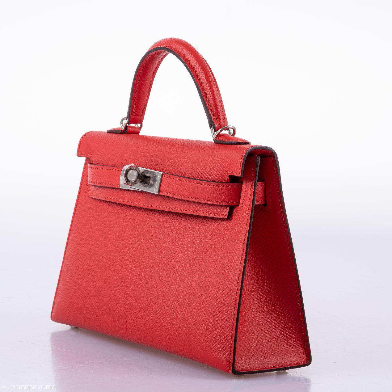 Hermes Kelly 20 Mini II Sellier Rouge Tomate Epsom Palladium Hardware - 2020, Y