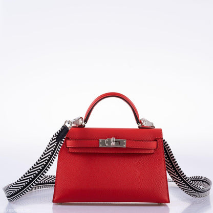 Hermes Kelly 20 Mini II Sellier Rouge Tomate Epsom Palladium Hardware - 2020, Y