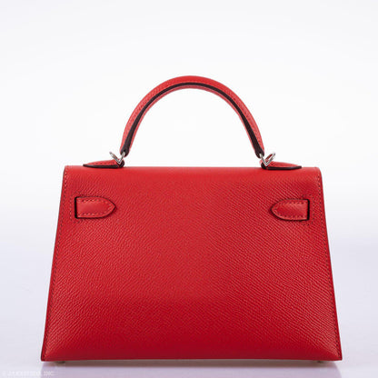 Hermes Kelly 20 Mini II Sellier Rouge Tomate Epsom Palladium Hardware - 2020, Y