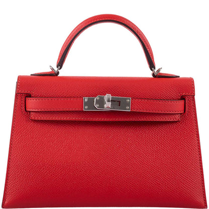 Hermes Kelly 20 Mini II Sellier Rouge Tomate Epsom Palladium Hardware - 2020, Y