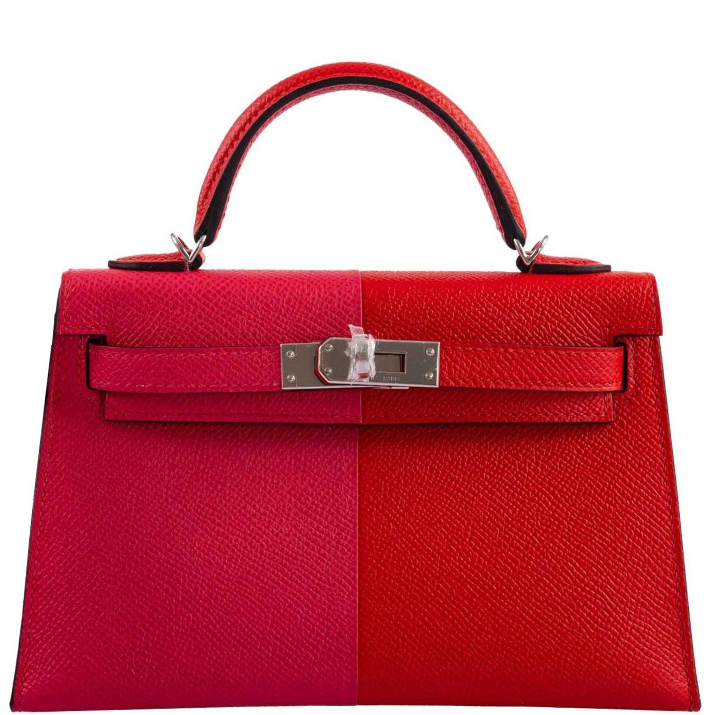 Hermes Kelly 20 Mini II Sellier Tri-color Rose Extreme, Rouge de Coeur, Bleu Zanzibar Epsom Palladium - 2021, Z