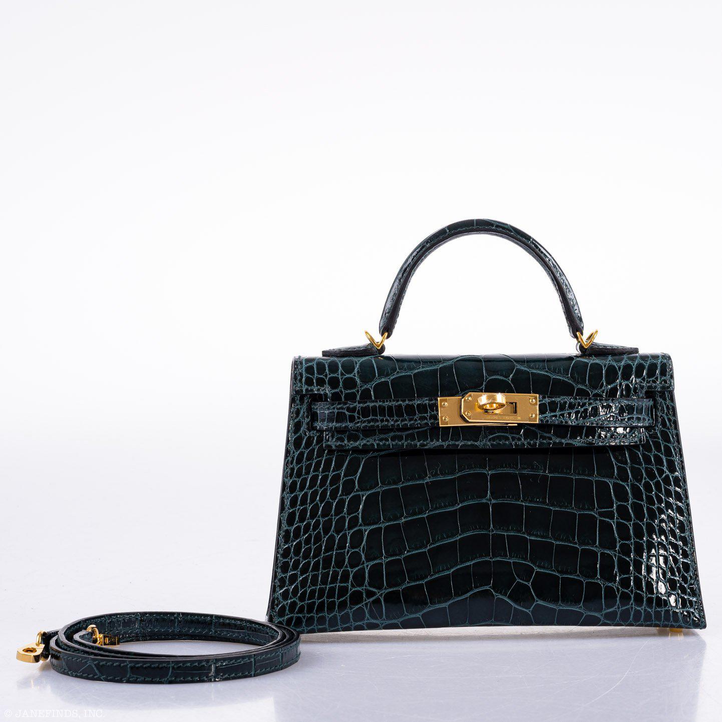 Hermes Kelly 20 Mini II Sellier Vert Cypress Alligator Gold Hardware - 2019, D