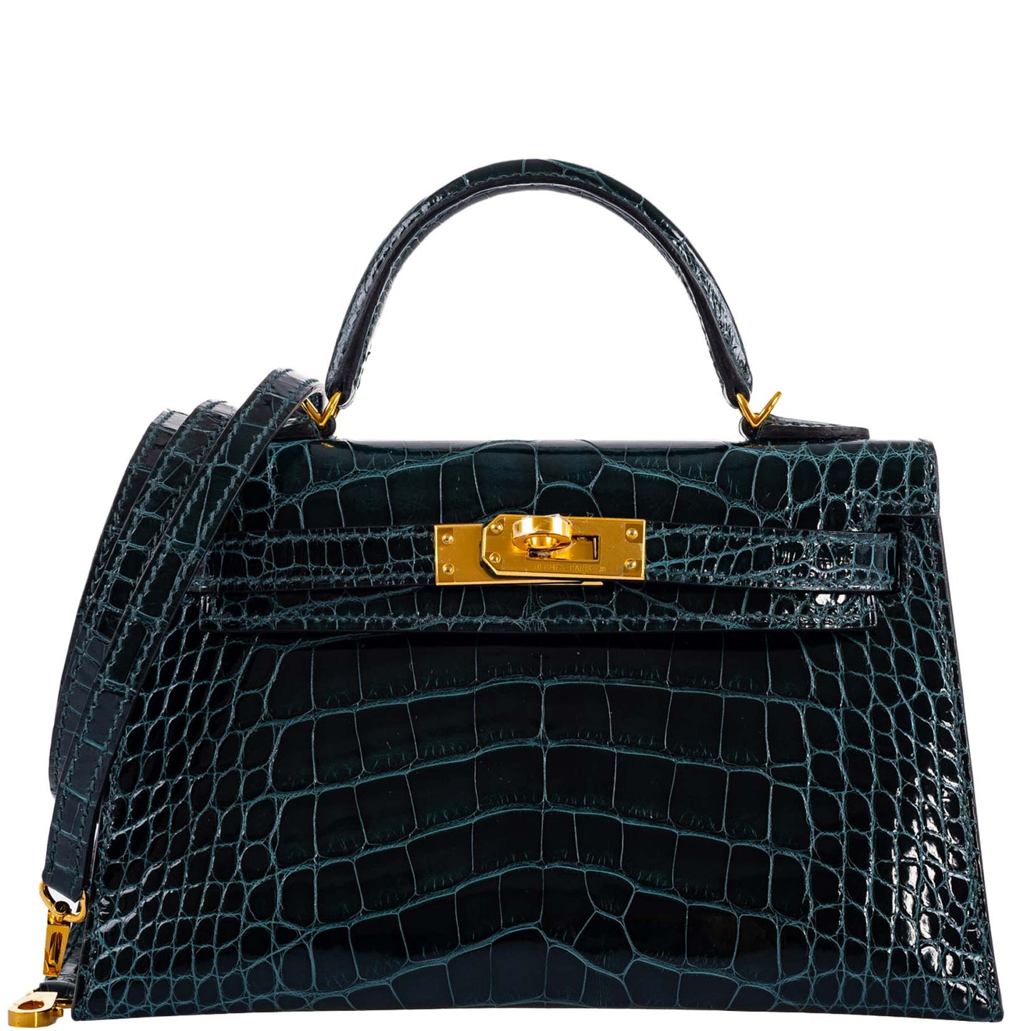 Hermes Kelly 20 Mini II Sellier Vert Cypress Alligator Gold Hardware - 2019, D