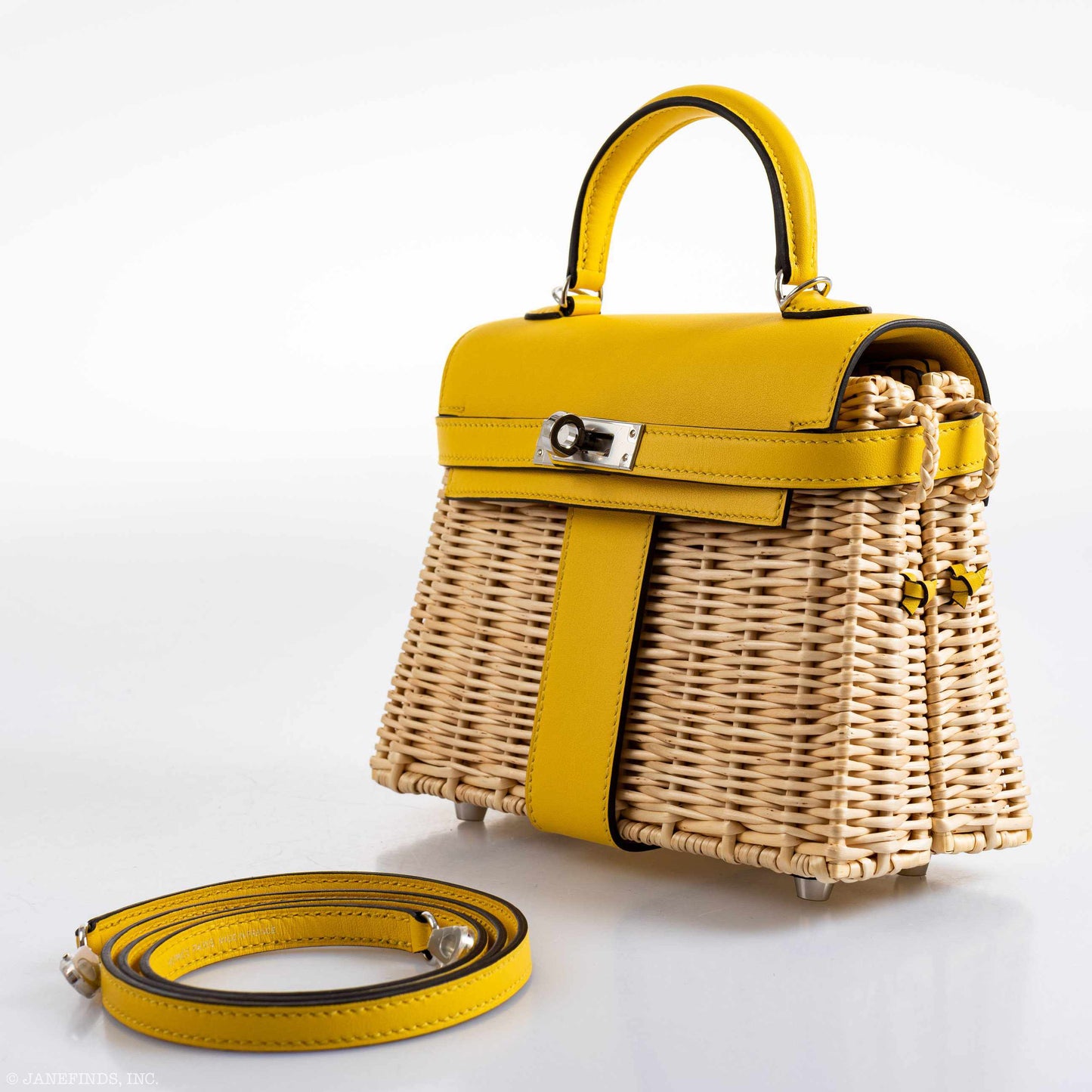 Hermes Kelly 20 Mini Picnic Jaune de Naples, Swift & Osier Wicker Palladium Hardware - 2019, D