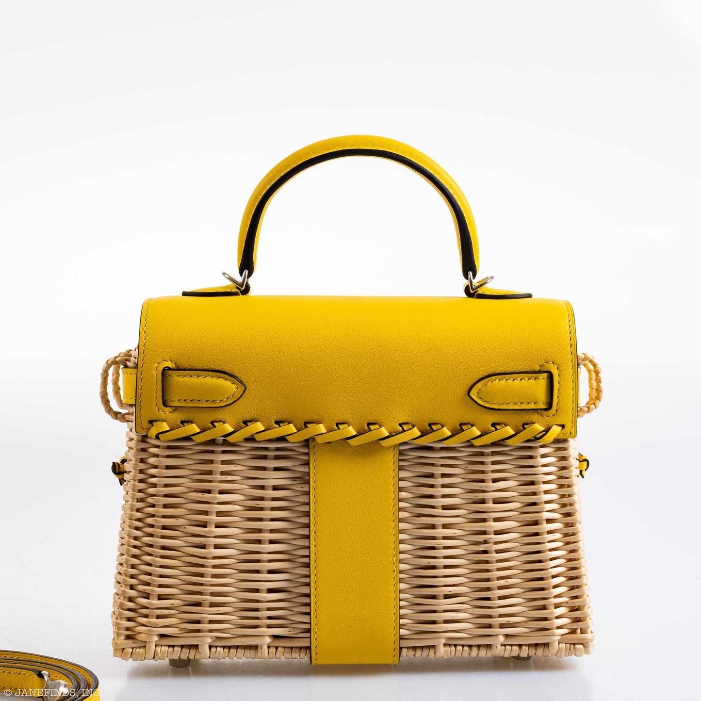 Hermes Kelly 20 Mini Picnic Jaune de Naples, Swift & Osier Wicker Palladium Hardware - 2019, D