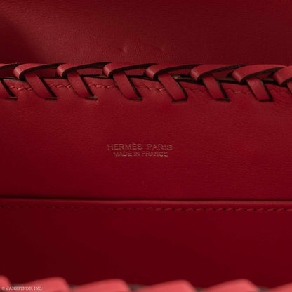 Hermes Kelly 20 Mini Picnic Rouge De Coeur, Swift & Osier Wicker Palladium Hardware - 2019, D