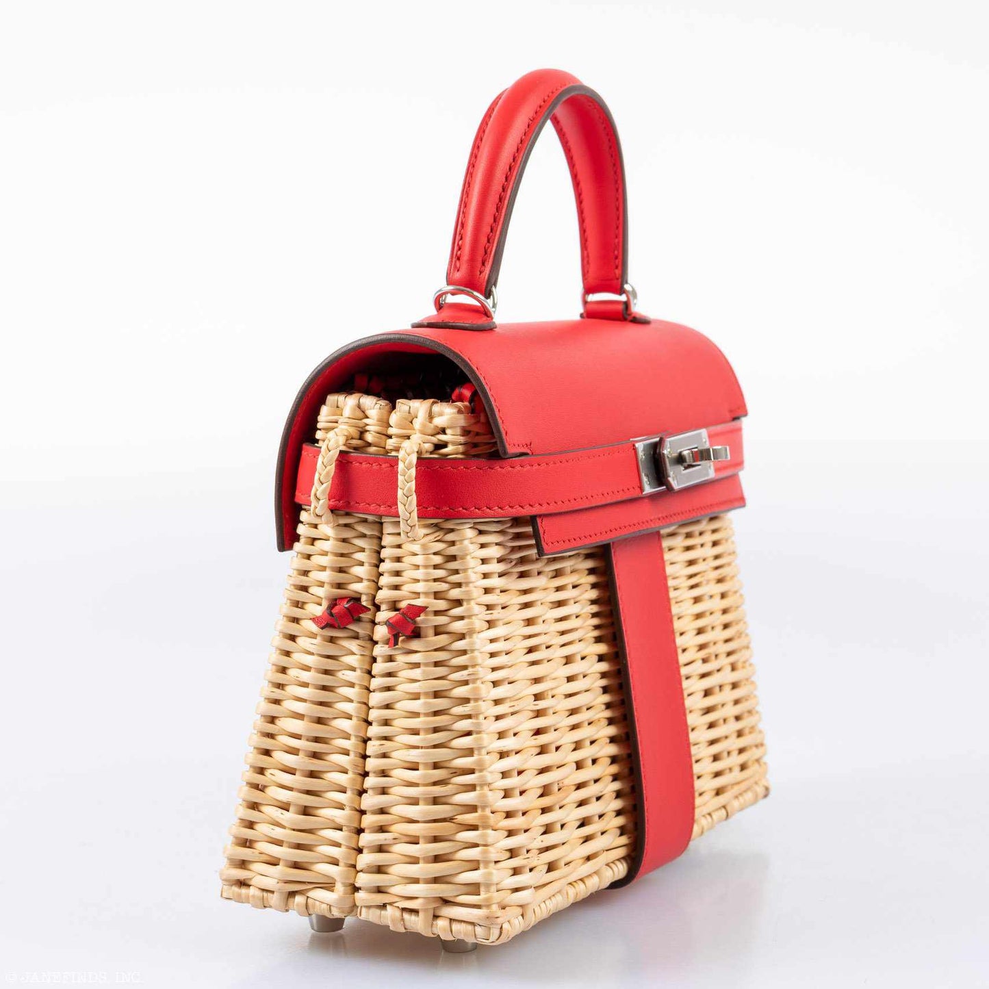 Hermes Kelly 20 Mini Picnic Rouge De Coeur, Swift & Osier Wicker Palladium Hardware - 2019, D