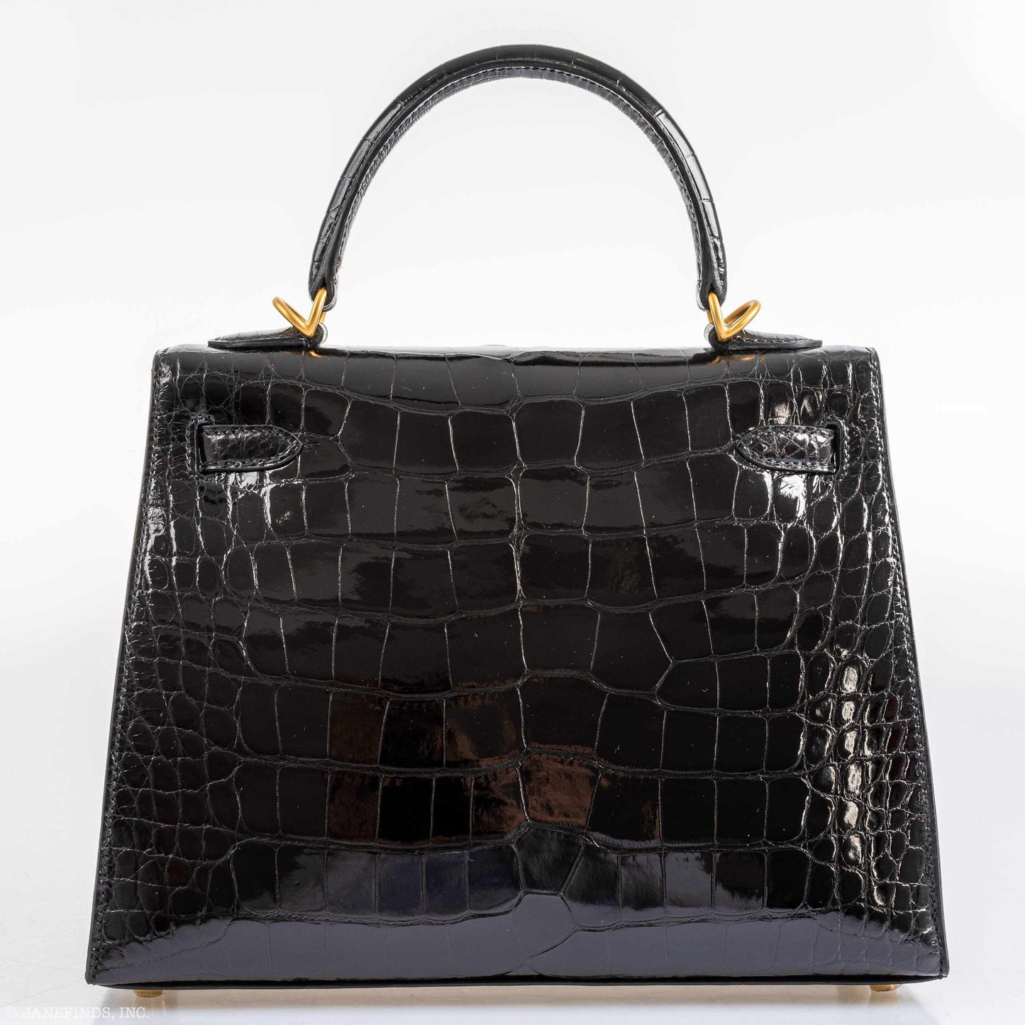 Hermes Kelly 25 HSS Sellier Black Shiny Alligator Brushed Gold Hardware - 2019, D