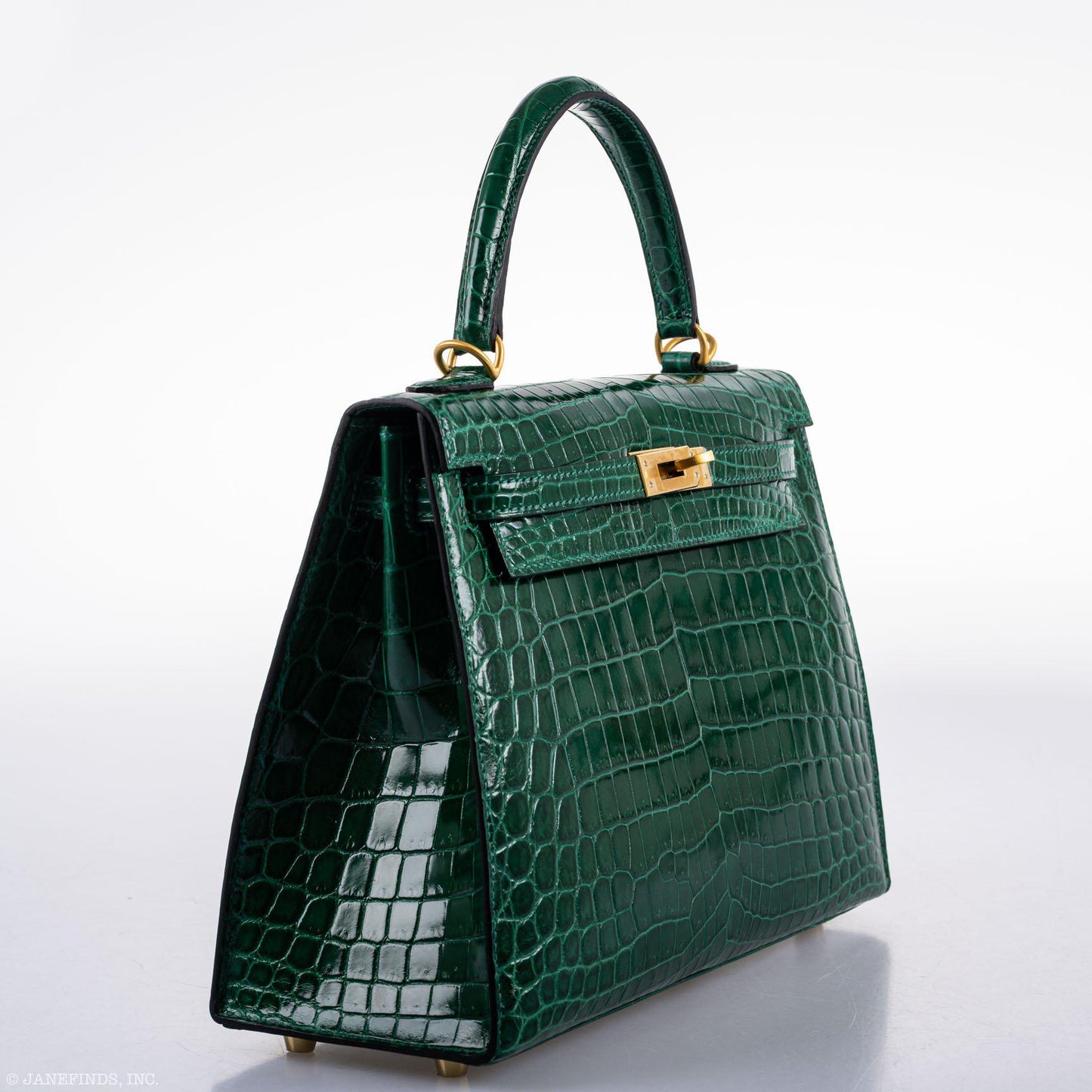 Hermes Kelly 25 HSS Sellier Emerald Nilo Crocodile & Cassis Brushed Gold Hardware - 2018, C