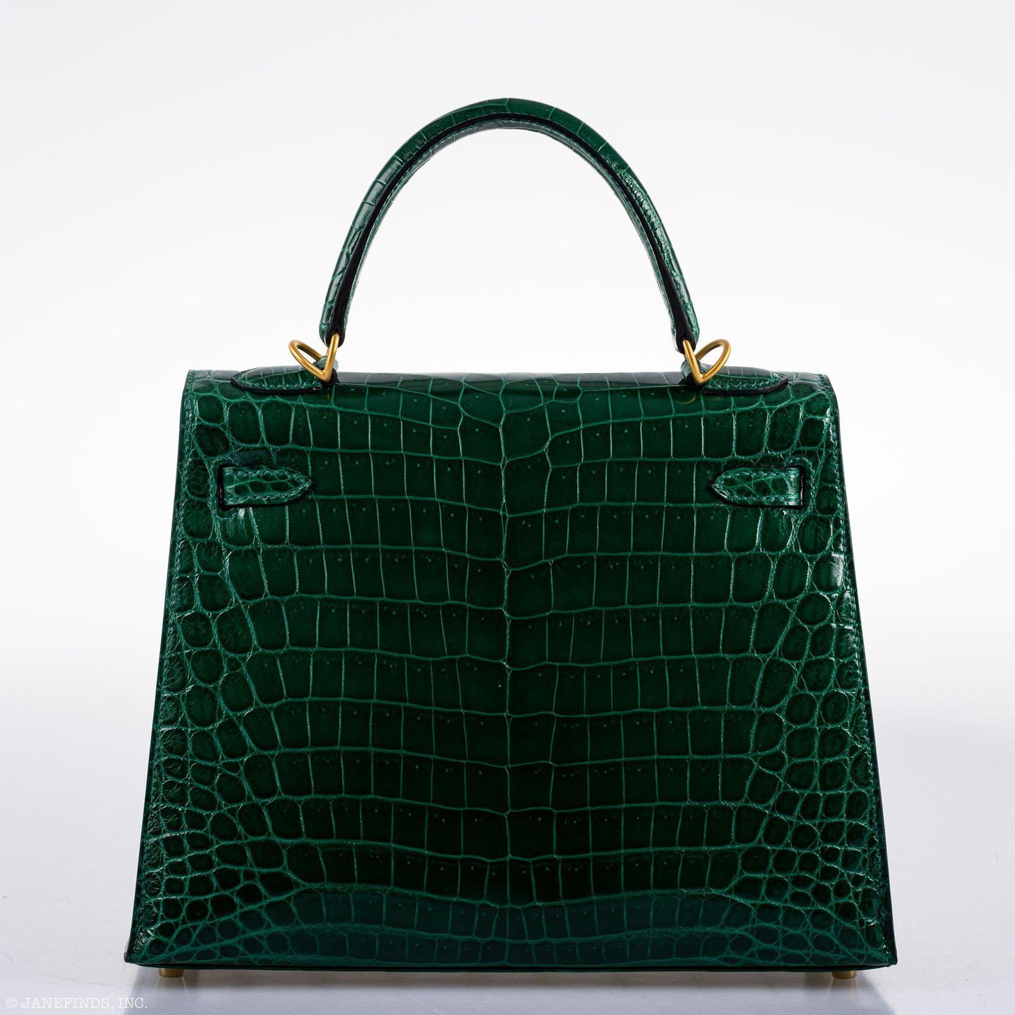 Hermes Kelly 25 HSS Sellier Emerald Nilo Crocodile & Cassis Brushed Gold Hardware - 2018, C