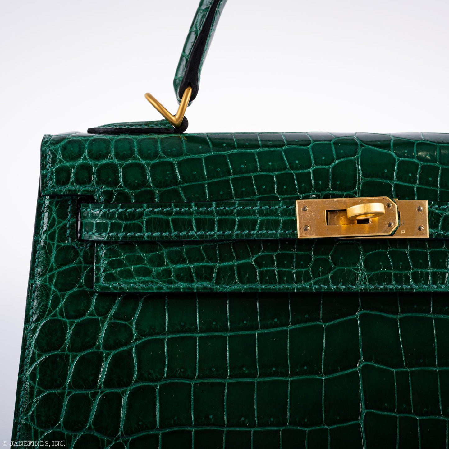 Hermes Kelly 25 HSS Sellier Emerald Nilo Crocodile & Cassis Brushed Gold Hardware - 2018, C