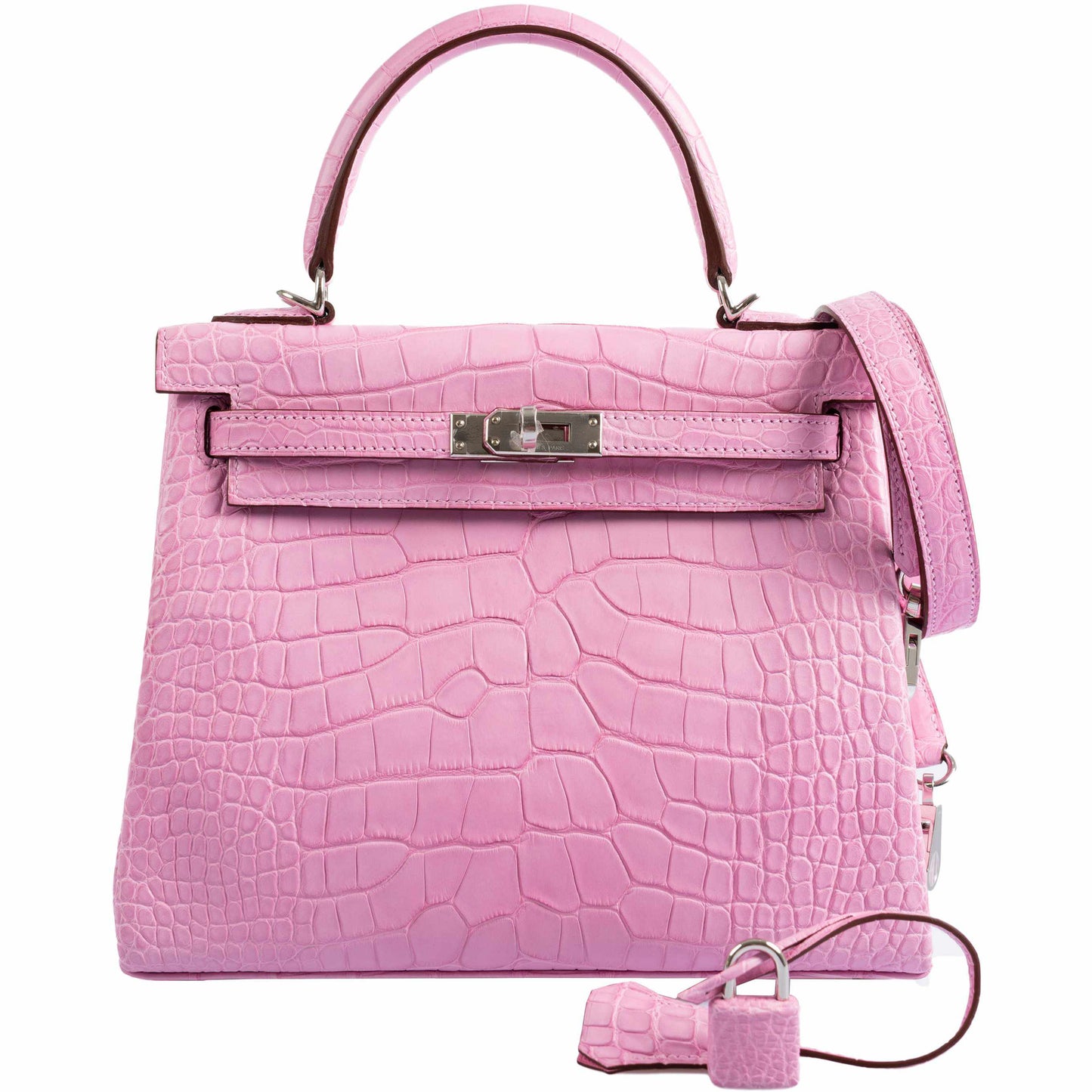 Hermes Kelly 25 Retourne 5P Bubblegum Pink Matte Alligator Palladium Hardware - 2020, Y