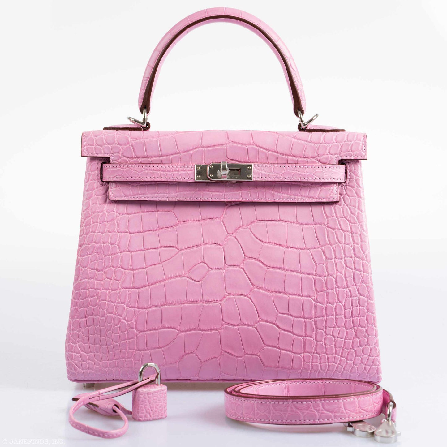 Hermes Kelly 25 Retourne 5P Bubblegum Pink Matte Alligator Palladium Hardware - 2020, Y