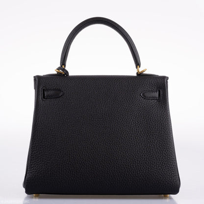 Hermes Kelly 25 Retourne Black Togo Gold Hardware - 2020, Y